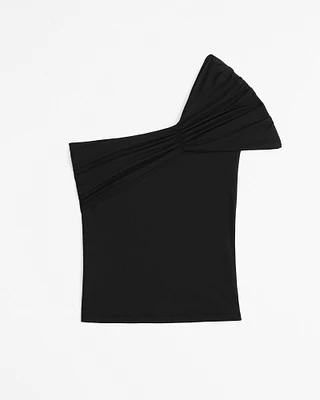 One-Shoulder Cotton-Modal Ruched Top