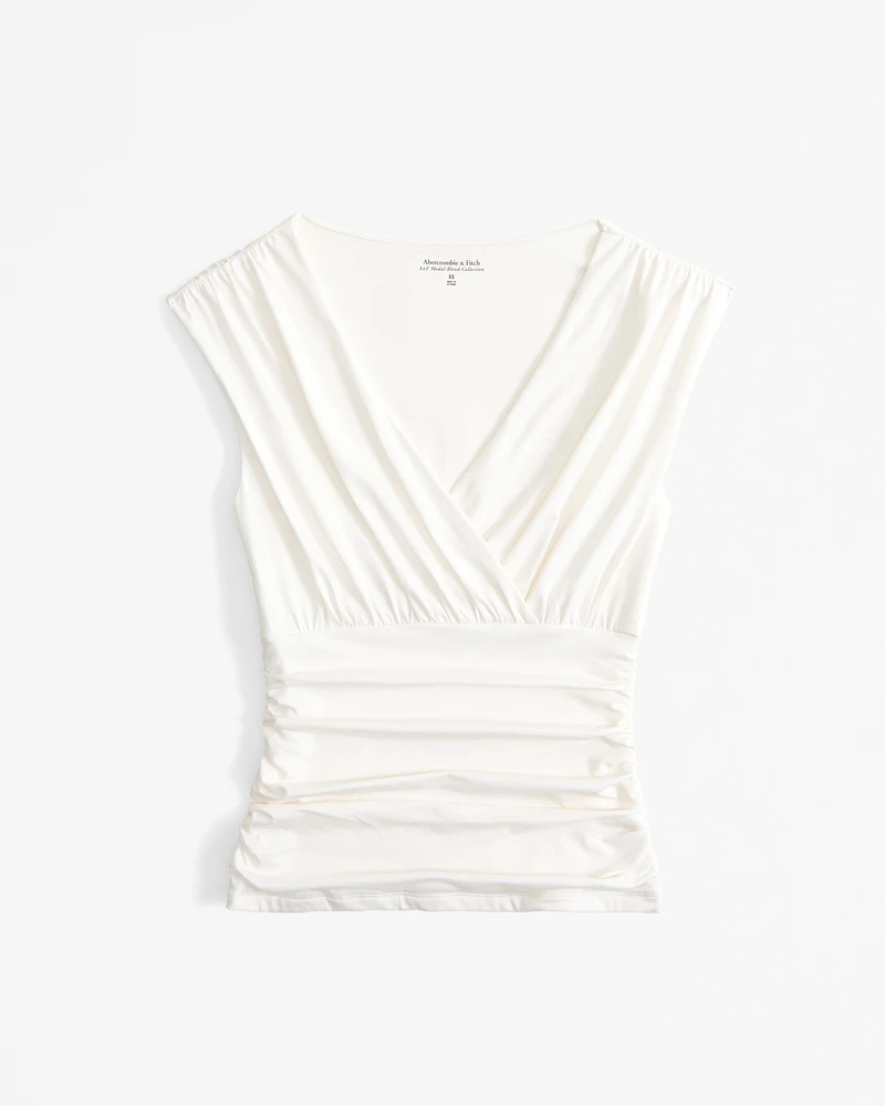 Short-Sleeve Grown-Over V-Neck Top