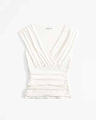 Short-Sleeve Grown-Over V-Neck Top