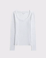 Long-Sleeve Balletic Scoopneck Top