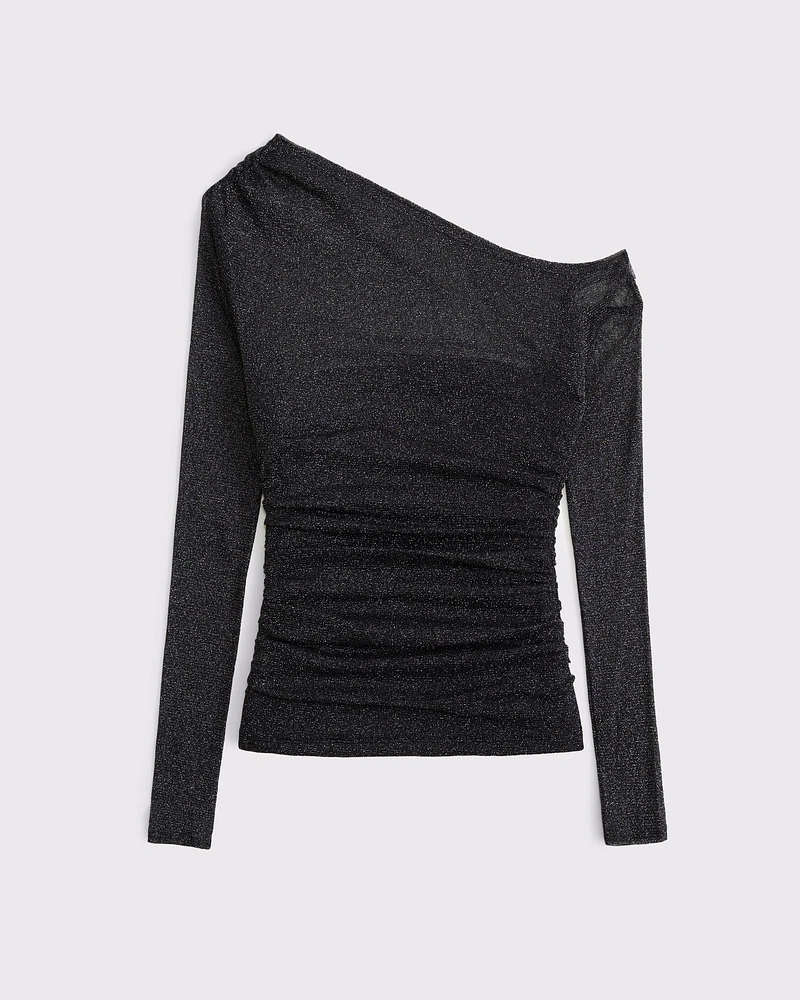 Long-Sleeve Off-The-Shoulder Draped Top