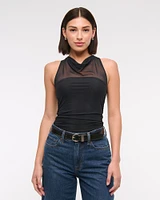 Mesh Cowl Neck Bodysuit