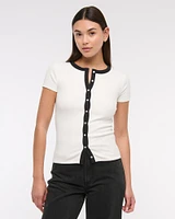 Ribbed Button-Through Top