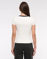 Ribbed Button-Through Top