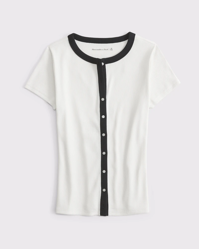 Ribbed Button-Through Top