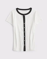 Ribbed Button-Through Top
