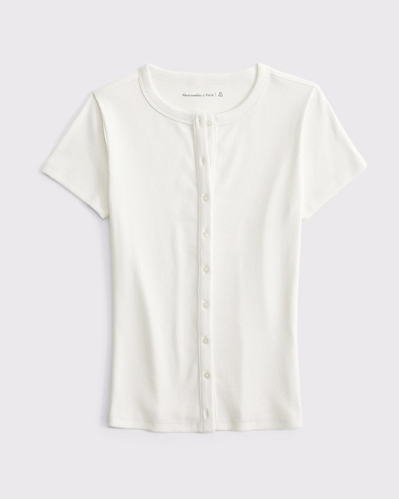 Ribbed Button-Through Top
