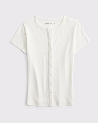 Ribbed Button-Through Top