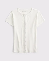 Ribbed Button-Through Top