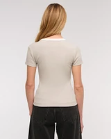 Ribbed Button-Through Top