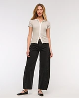 Ribbed Button-Through Top