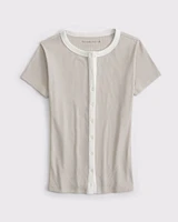 Ribbed Button-Through Top