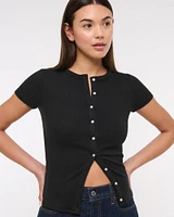 Ribbed Button-Through Top