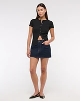 Ribbed Button-Through Top