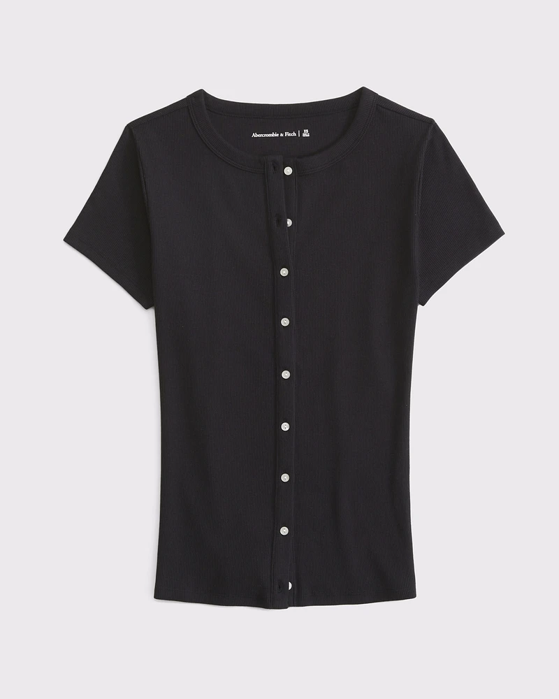 Ribbed Button-Through Top