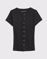 Ribbed Button-Through Top