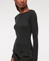 Brushed Jersey Long-Length Slash Top