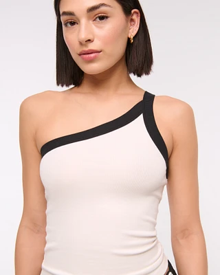 One-Shoulder Rib Tank