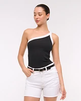 One-Shoulder Rib Tank