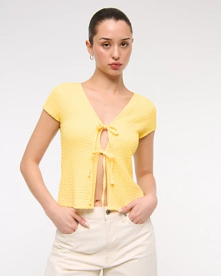 Bubble Knit Tie-Front Top