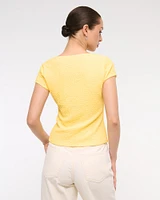 Bubble Knit Tie-Front Top