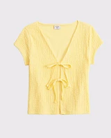 Bubble Knit Tie-Front Top