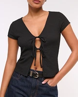 Bubble Knit Tie-Front Top