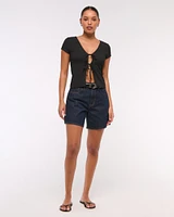 Bubble Knit Tie-Front Top