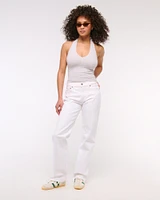 Cotton-Blend Seamless Fabric Halter Top