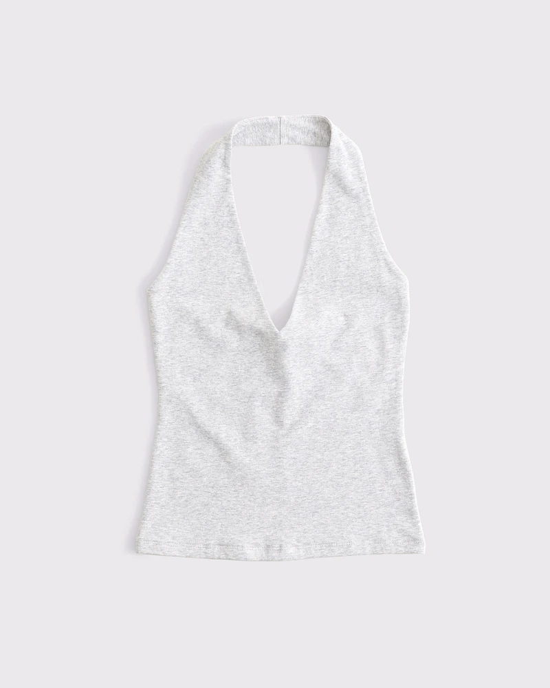 Cotton-Blend Seamless Fabric Halter Top