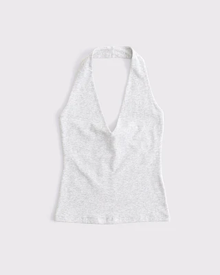 Cotton-Blend Seamless Fabric Halter Top