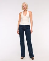 Cotton-Blend Seamless Fabric Halter Top