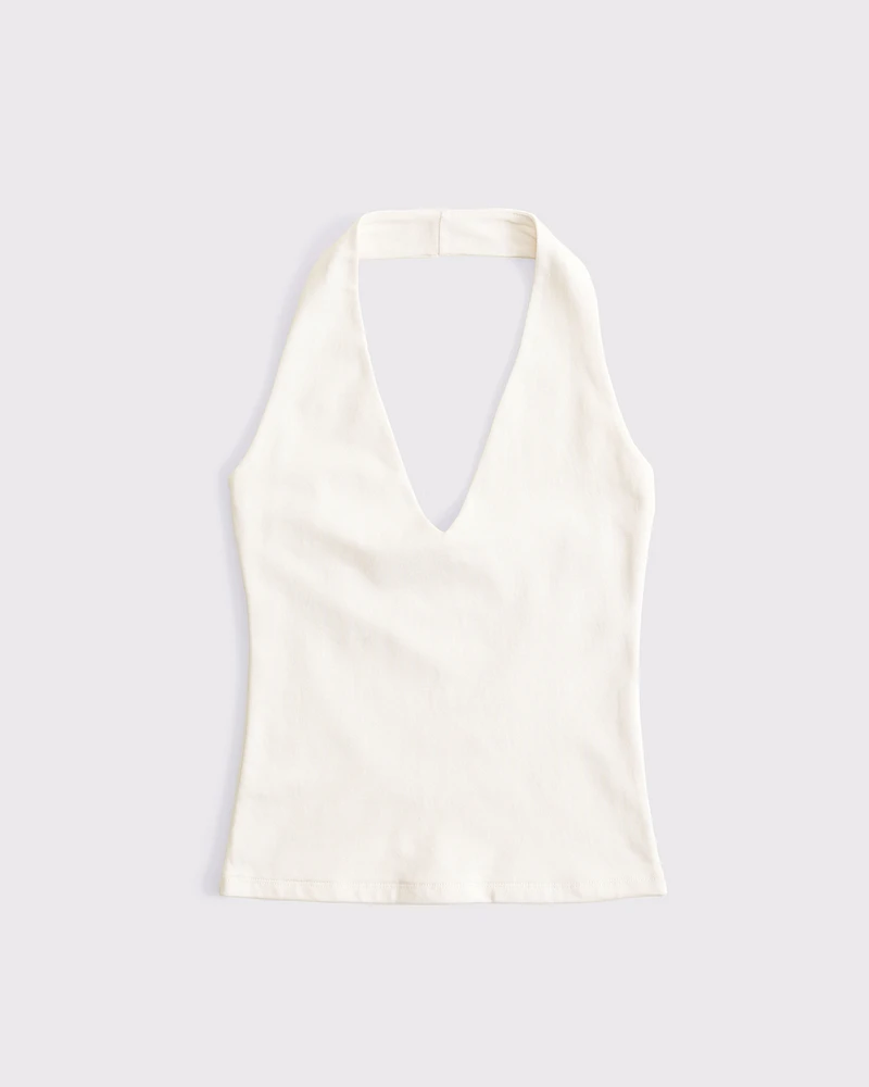 Cotton-Blend Seamless Fabric Halter Top