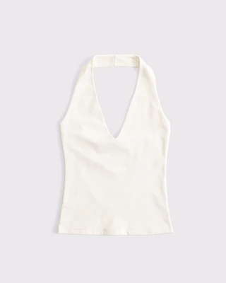 Cotton-Blend Seamless Fabric Halter Top