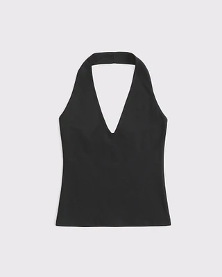 Cotton-Blend Seamless Fabric Halter Top