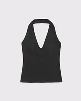 Cotton-Blend Seamless Fabric Halter Top