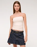 Cotton-Blend Seamless Fabric Ruched Tube Top