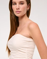 Cotton-Blend Seamless Fabric Ruched Tube Top