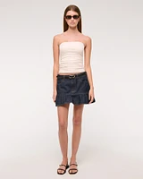 Cotton-Blend Seamless Fabric Ruched Tube Top