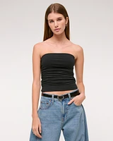 Cotton-Blend Seamless Fabric Ruched Tube Top