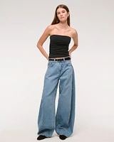Cotton-Blend Seamless Fabric Ruched Tube Top
