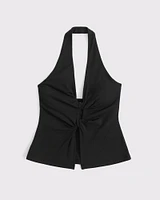 Bra-Free Twist Cutout Halter Top