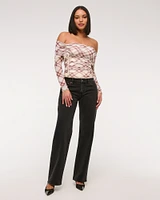 Foldover Mesh Cinched Tie Top