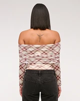 Foldover Mesh Cinched Tie Top