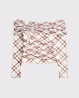 Foldover Mesh Cinched Tie Top