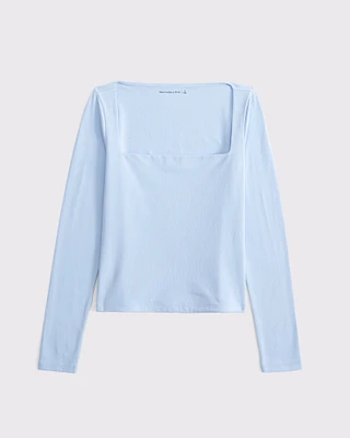 Double-Lined Wide Squareneck Top