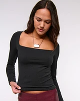 Double-Lined Wide Squareneck Top
