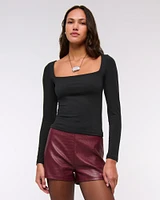 Double-Lined Wide Squareneck Top