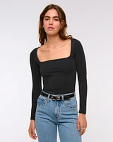 Double-Lined Wide Squareneck Bodysuit