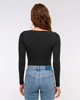 Double-Lined Wide Squareneck Bodysuit